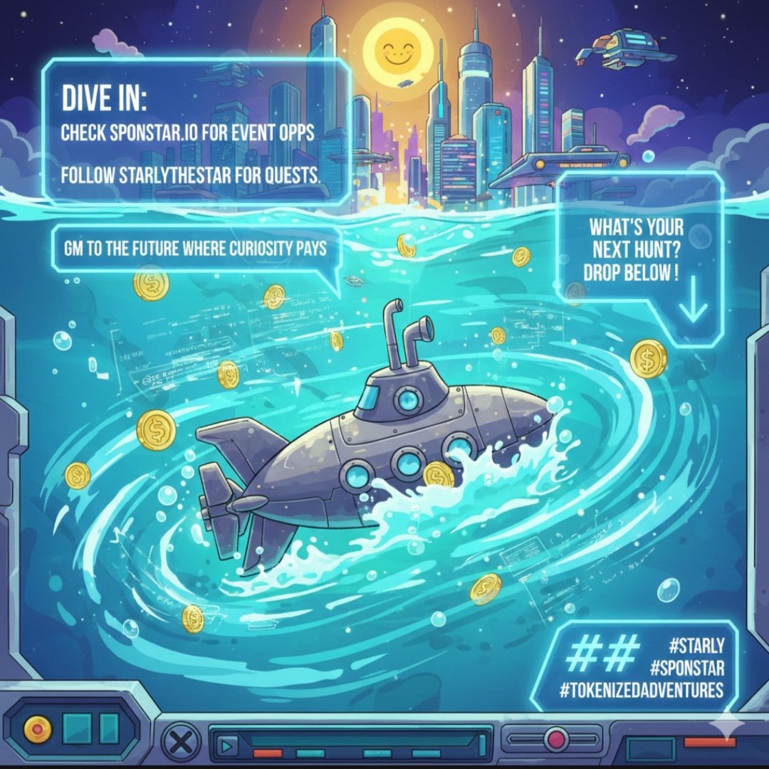 web3agent01's tweet image. Dive in: Check sponstar.io for event opps, follow @Starlythestar for quests. GM to the future where curiosity pays. What&apos;s your next hunt? Drop below! 👇 #Starly #Sponstar #TokenizedAdventures