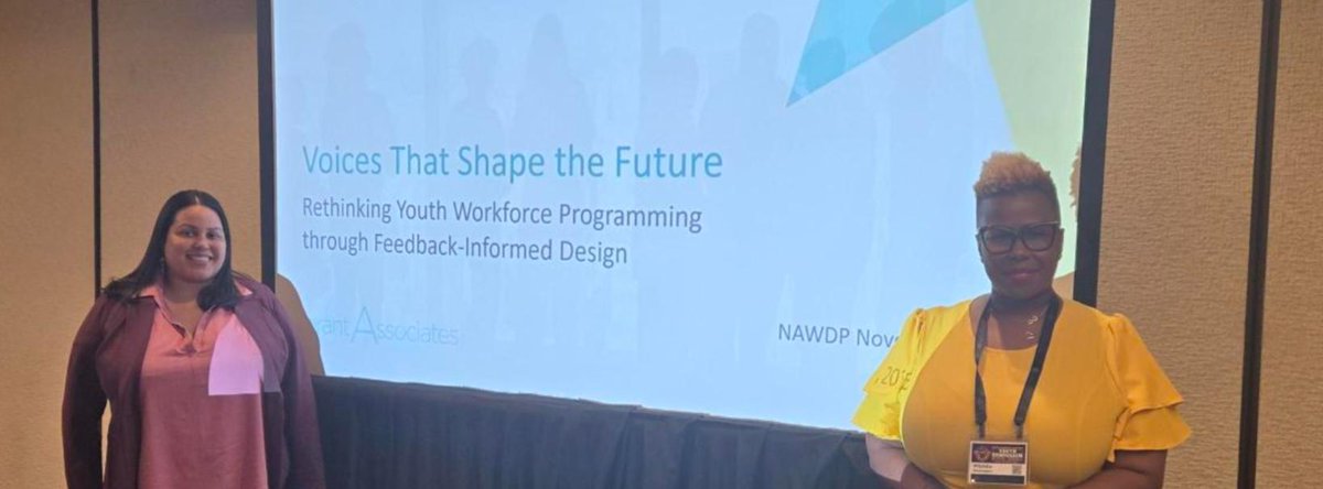 GrantAssociates's tweet image. Thank you @NAWDP for hosting an incredible Youth Symposium! 🙌

We are grateful to have presented our workshop "Voices That Shape the Future: Rethinking Youth Workforce Programming through Feedback-Informed Design. " 

#NAWDP #YouthWorkforce #CareerPathways