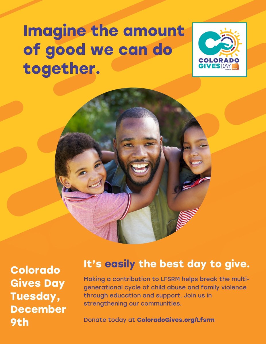 Every family has strengths and every family can use support. We believe that every child deserves to grow up in a safe, nurturing environment. This #COGivesDay imagine the good we can do together in helping to strengthen families in our community Donate at coloradogives.org/organization/L…