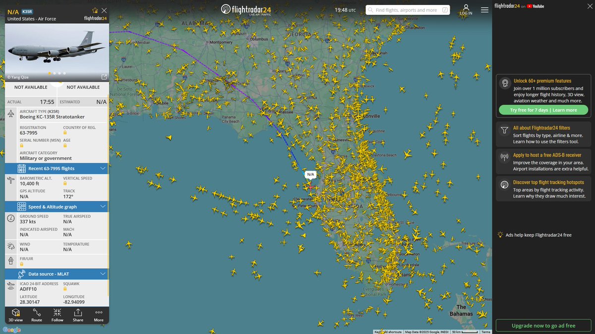 AIYeyENGDdJkjTr's tweet image. Nov. 22, 2025
#Tinker Air Force Base #MacDill Air Force Base, Tampa 

#NoCALLSIGN #ADFF10 USAF KC-135R Stratotanker