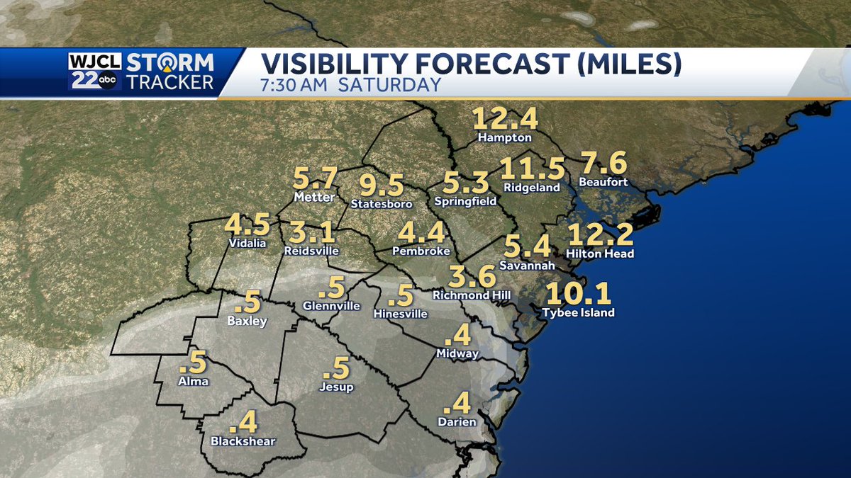 Patchy fog possible tonight, most of the fog is across Southeast Georgia.