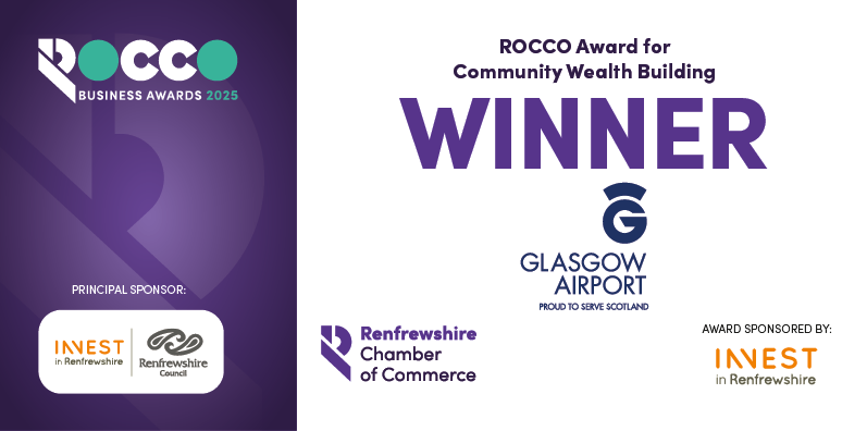 A result for <a href="/GLA_Airport/">Glasgow Airport ✈️</a> ✈️ who pick up the ROCCO Award for Community Wealth Building!! 🥳Big thanks to <a href="/InvestinRen/">Invest in Renfrewshire</a> for supporting this award #2025ROCCO