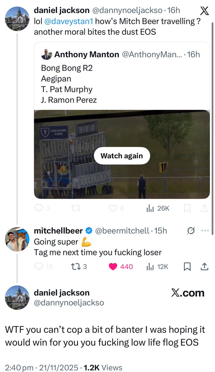 Golden_Paddy_1's tweet image. This is an all time reply from Beery. In the same thread, the dumb cunt has used #EOS 3x. If nothing else, can someone teach this ph@ggot what #EOS actually means, before Beery uses his head to belt the Gong again! Happy Gong Day, Ya’ll!