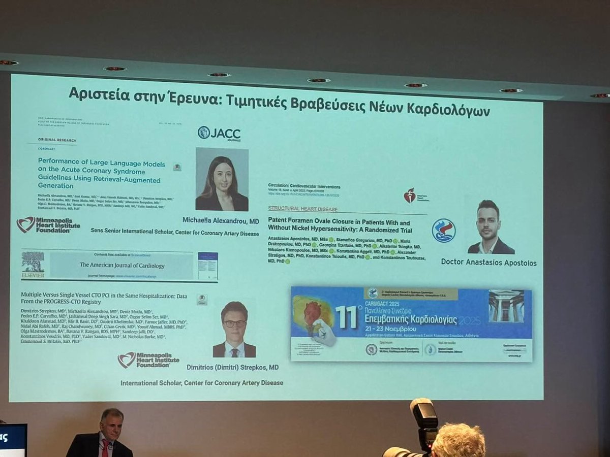 m1chaella_alex's tweet image. Grateful and humbled to receive this research award as a young investigator in interventional cardiology. 

An incredible honor, especially coming from the strong Greek IC community! 

Congrats @anast_apost &amp;amp; @DStrepkos!

Thankful to @esbrilakis, @CCAD_MHIF and @MHIF_Heart!