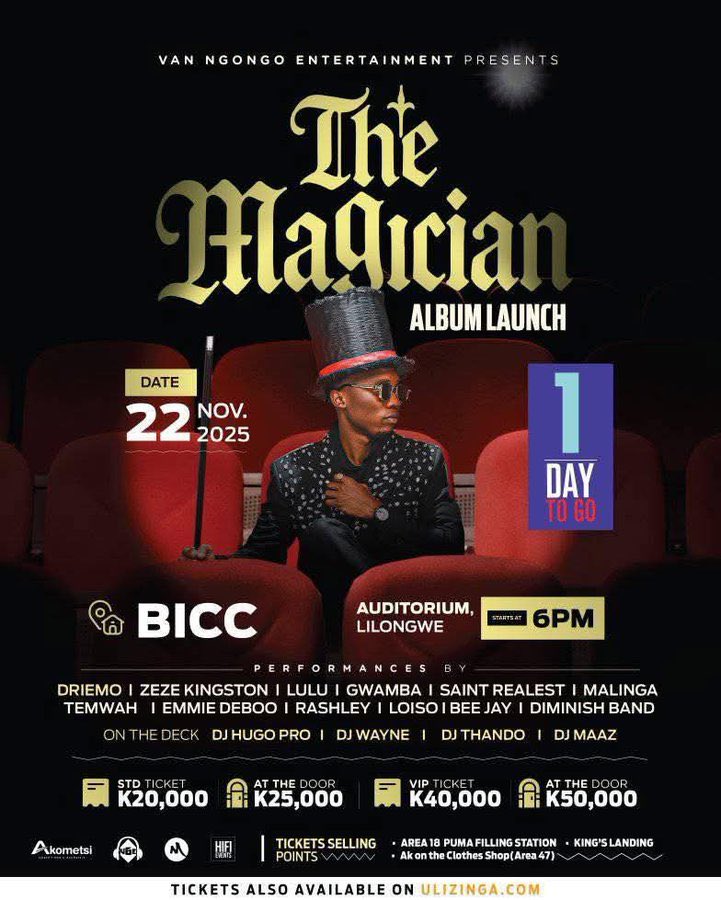 MjaySteven's tweet image. This album itiika pa map 🥳🥳

Tickets: ulinzinga.com/ev-B63EhSaq

#TheMagicianAlbumLauch
#BICC