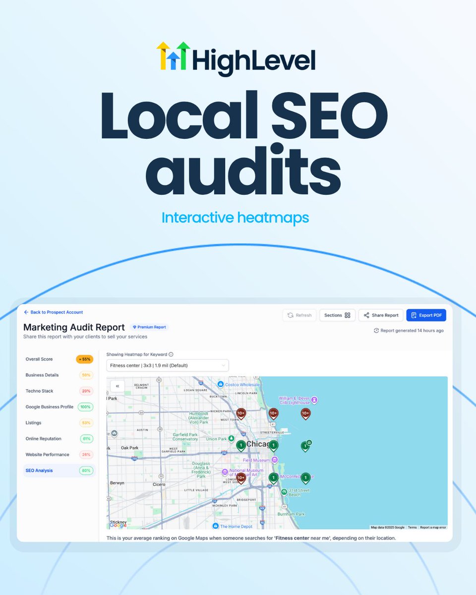gohighlevel's tweet image. Local SEO doesn’t have to feel like a guessing game.
Now you can show prospects exactly where they’re losing visibility and how you’ll fix it.

See everything we launched on LevelUp Day → gohighlevel.com/post/levelup-2…
#HighLevel #LocalSEO #Prospecting #LevelUp