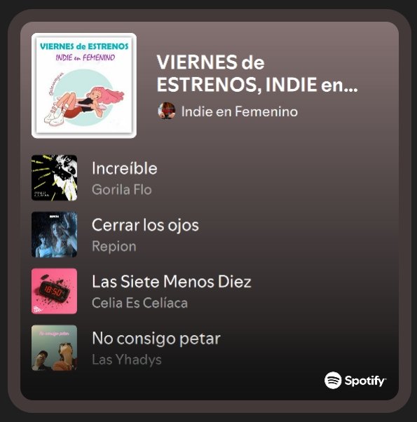 N o V e D a D e S 🎧
#LosViernesEstrenos 👇
open.spotify.com/playlist/09BzL…