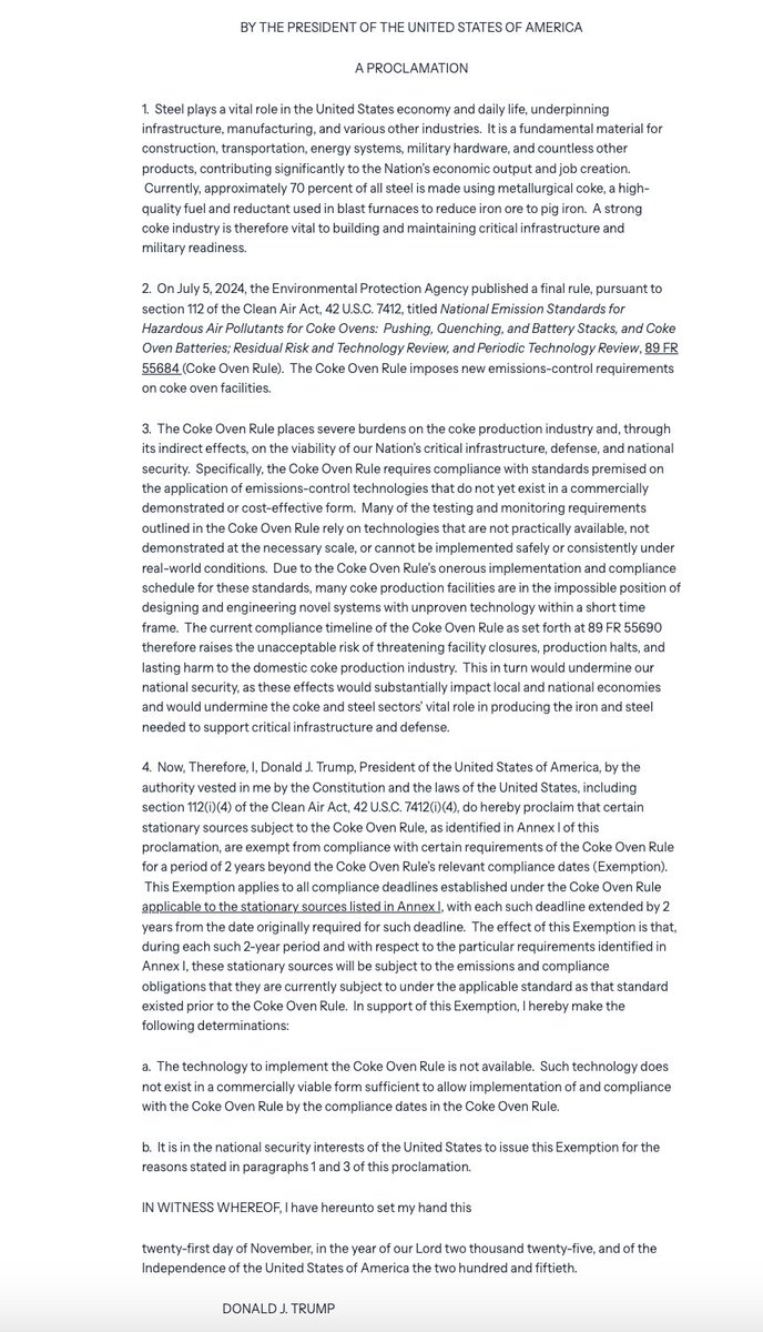 🔵MARKETEVANS: "La Casa Bianca sottolinea l'importanza dell'acciaio per l'economia americana"