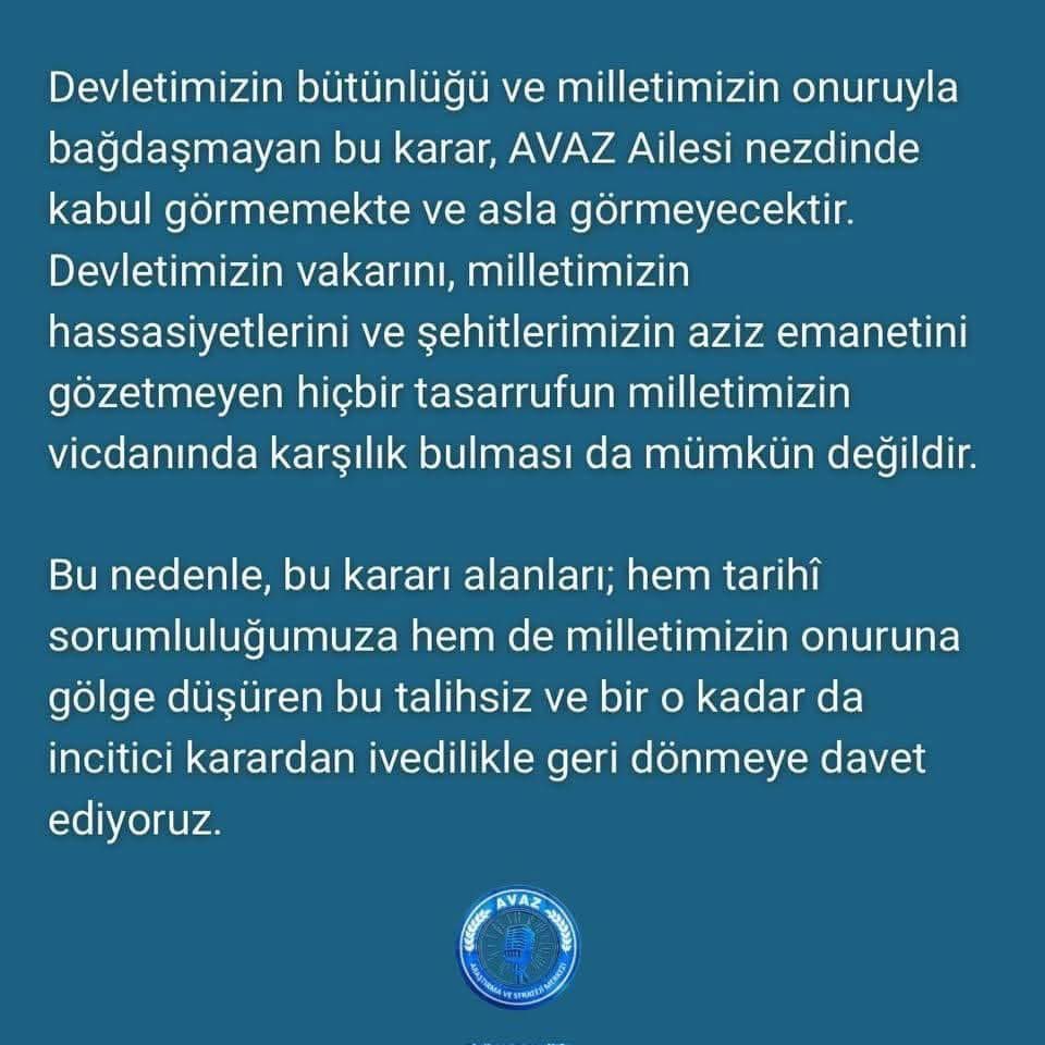 nafizyayla's tweet image. AVAZ Araştırma ve Strateji Merkezi ;Genel Başkanı Şerafettin Deniz bey  ve, #Avaz Ailesi 
Kamuoyuna Duyuru:
P E S   E T M E Y E C E Ğ İ Z.!!!

Milletin 🇹🇷 Avaz&apos;ı