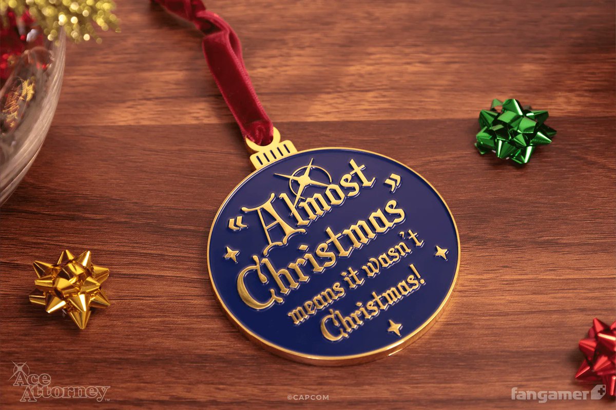 Fangamer's tweet image. Our Ace Attorney collection is more festive than ever!

Pick up the ornament and sweatshirt or get free/discounted shipping on everything in the collection when you order during our Black Friday sale, which runs throughout the almost-Black-Friday season: fangamer.com/collections/ac…