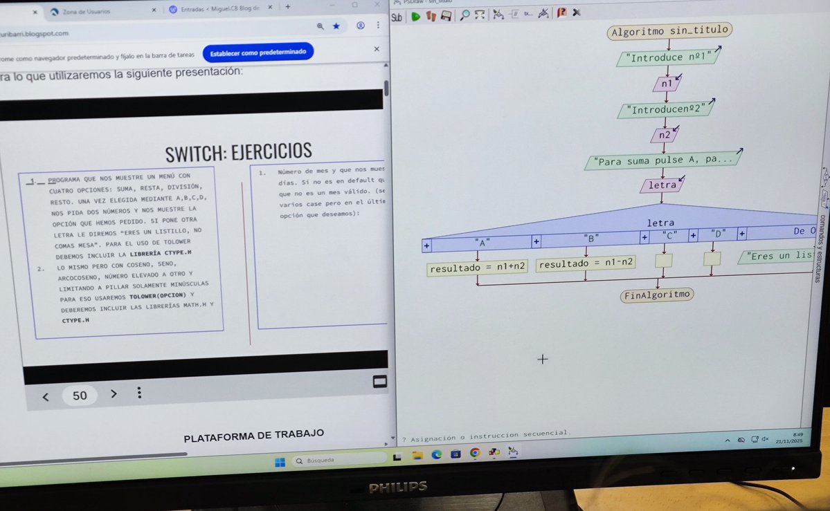 tecuribarri's tweet image. Abstracción, descomposición, reconocimiento de patrones, algoritmos... programación en C con 2⁰ bachillerato @IESMUribarri #Pseint #PensamientoComputacional #Programación