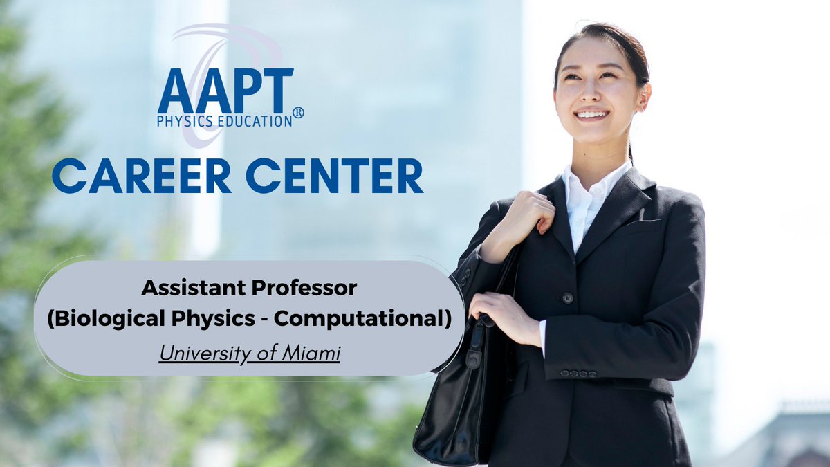 AAPTHQ's tweet image. The Univ. of Miami seeks applicants for one tenure-track faculty appointment at the rank of Assistant Professor in the field of theoretical or computational biological physics 🔬to begin Aug. 15, 2026. ow.ly/Z2Vk50XvJmX #AAPTCareerCenter#AcademicCareers #Biophysics