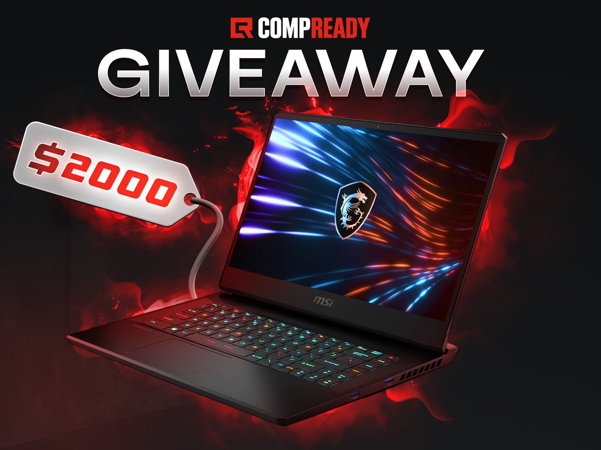 COMP_READY's tweet image. 🚨COMPREADY GIVEAWAY🚨

If you want to win a $2,000 gaming laptop - 

1. LIKE ❤️
2. RETWEET ♻️
3. TAG 2 PEOPLE BELOW ⤵️