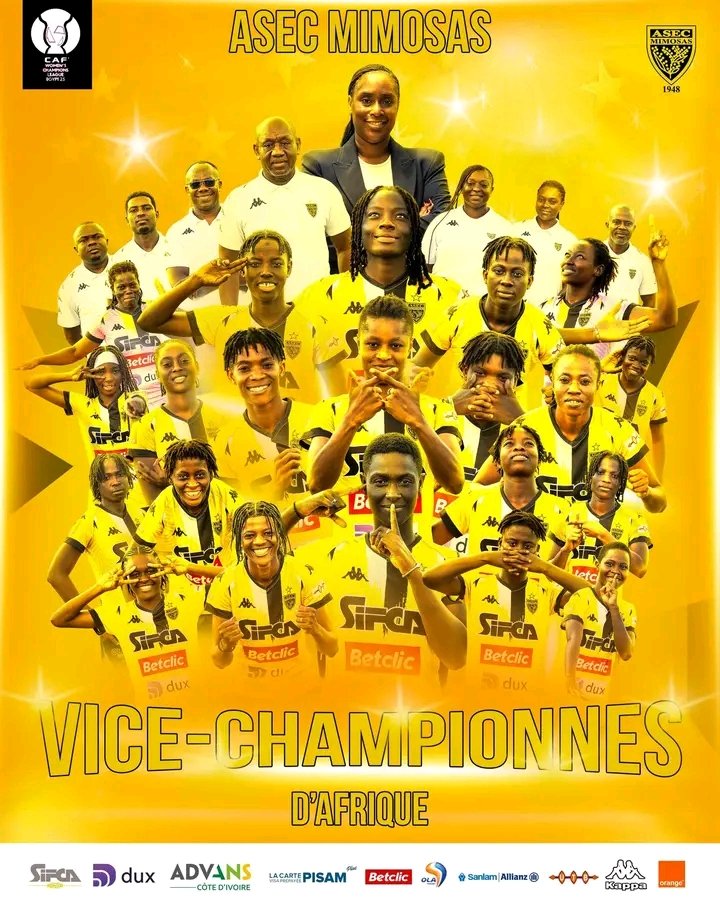 ULTRASPRES's tweet image. ❤️ On est partout partout regarde bien la photo tu verras le 1X est représenté ❤️⚔️🤝

VICE-CHAMPIONNES D&apos;AFRIQUE 😍😍.
Bravo les filles 💛🖤
#ASEC