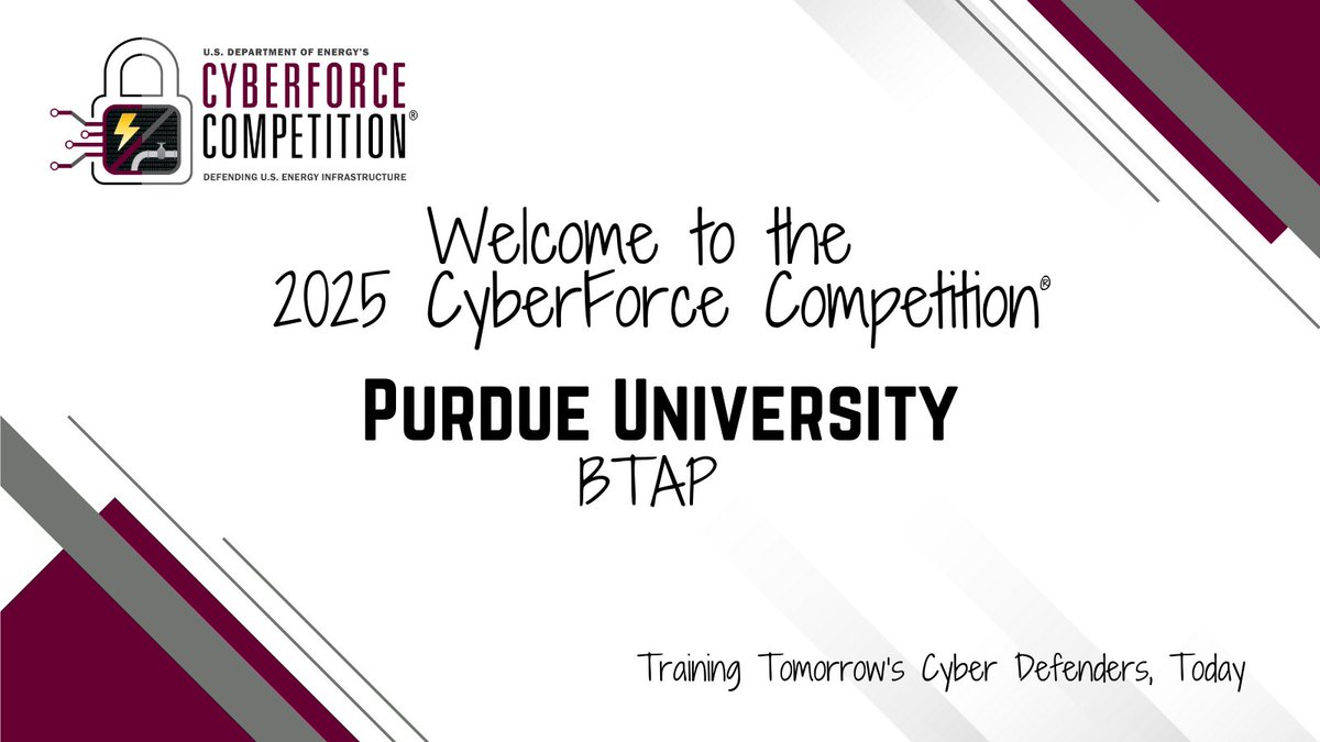 DOECyberForce's tweet photo. 🎉 Congratulations to BTAP from @LifeAtPurdue! 🎉
We’re thrilled to announce that they participated in the 2025 CyberForce Competition®! https://t.co/SgKW7qVMWk