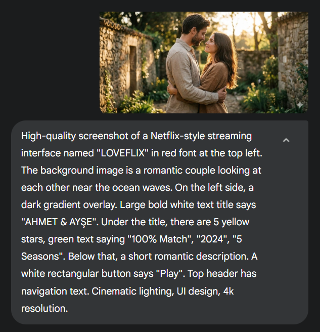 AIMevzulari's tweet image. 🚀 Nano Banana ile Para Kazanma Fikri:

1️⃣ Dükkanı Aç: Çiftlere özel, şık bir Instagram sayfası kur. Hedef kitlen belli, duygusal ve özel hediye arayanlar. Biraz dijital pazarlama ile sayfayı büyüt.

2️⃣ Üretim (Sıfır Efor): Müşteriden fotoğrafı ve hikayesini al. Nano Banana&apos;yı…