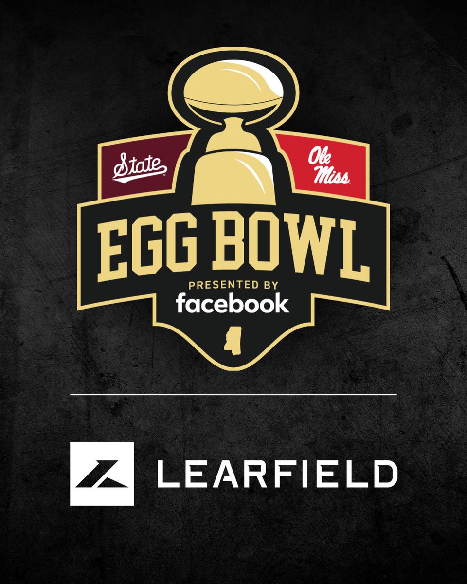 Learfield's tweet image. Tradition meets innovation in Starkville.

@HailStateFB hosts @OleMissFB on Friday morning for the 2025 Egg Bowl, presented by @Facebook.

Learfield is proud to support this partnership by featuring the Facebook logo alongside the Egg Bowl name under the script State logo at the…