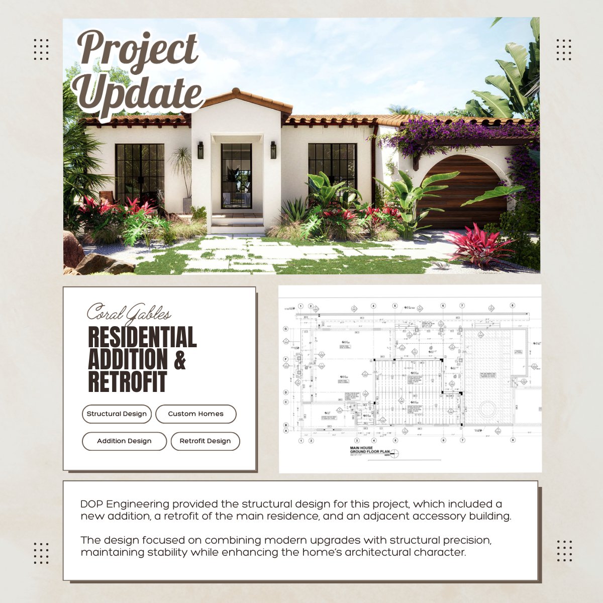 DOP_Engineering's tweet photo. Modern design meets structural precision in Coral Gables.

We handled the structural design for a residential addition, retrofit, and accessory building, keeping everything clean with concealed connections.

Full project highlight on our website.

#StructuralEngineering https://t.co/lErtvizGaM