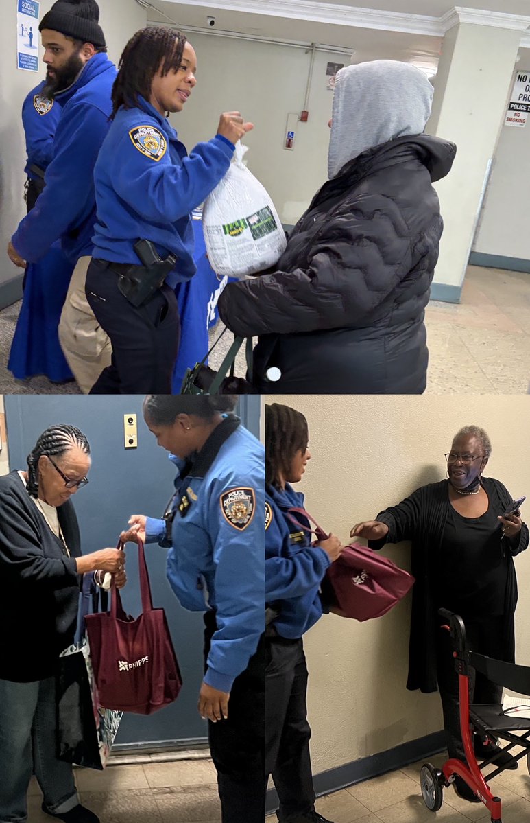 NYPD101Pct's tweet image. To make this season a little warmer, we brought the turkeys to the residents — a little kindness at their door. Whether they heard the word and stepped out of their apartment, or were simply on their way in or out, we were there with a turkey and a smile. 🦃🤍 #ItsWhatWeDo