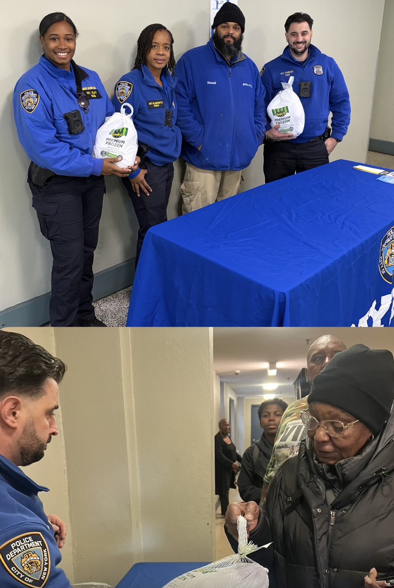 NYPD101Pct's tweet image. To make this season a little warmer, we brought the turkeys to the residents — a little kindness at their door. Whether they heard the word and stepped out of their apartment, or were simply on their way in or out, we were there with a turkey and a smile. 🦃🤍 #ItsWhatWeDo