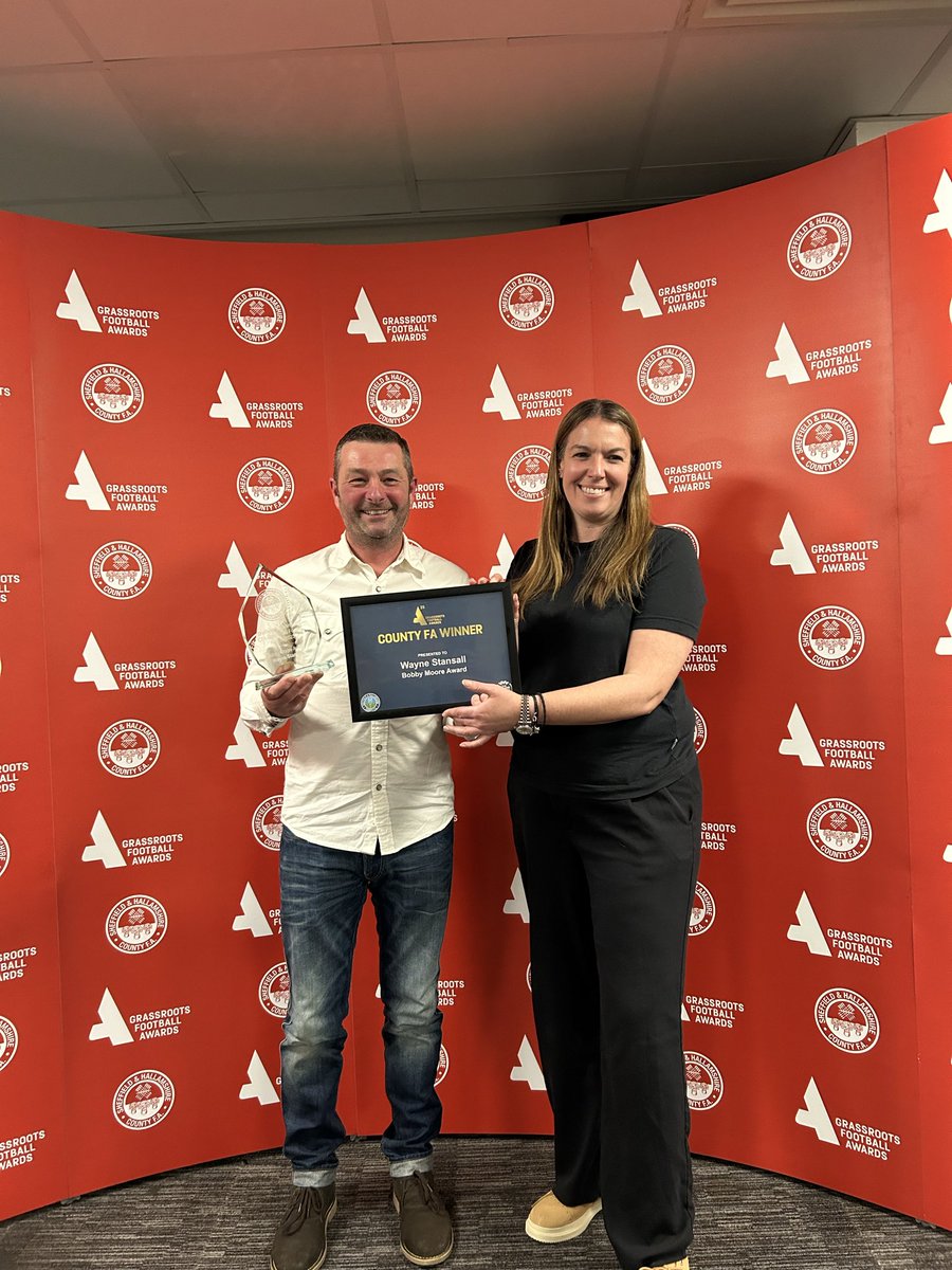 <a href="/adam3oxley/">Adam Oxley</a> <a href="/ProstateUK/">Prostate Cancer UK</a> <a href="/donnybelles/">Doncaster Rovers Belles</a> <a href="/ajgreenslade/">Amanda Greenslade</a> It’s time for our first award: The Bobby Moore Award 

This year’s winner is Wayne Stansall 

Wayne coaches multiple teams, runs soccer sessions for beginners &amp; gives every spare moment to Middlewood Rovers JFC. 

#GRFA25