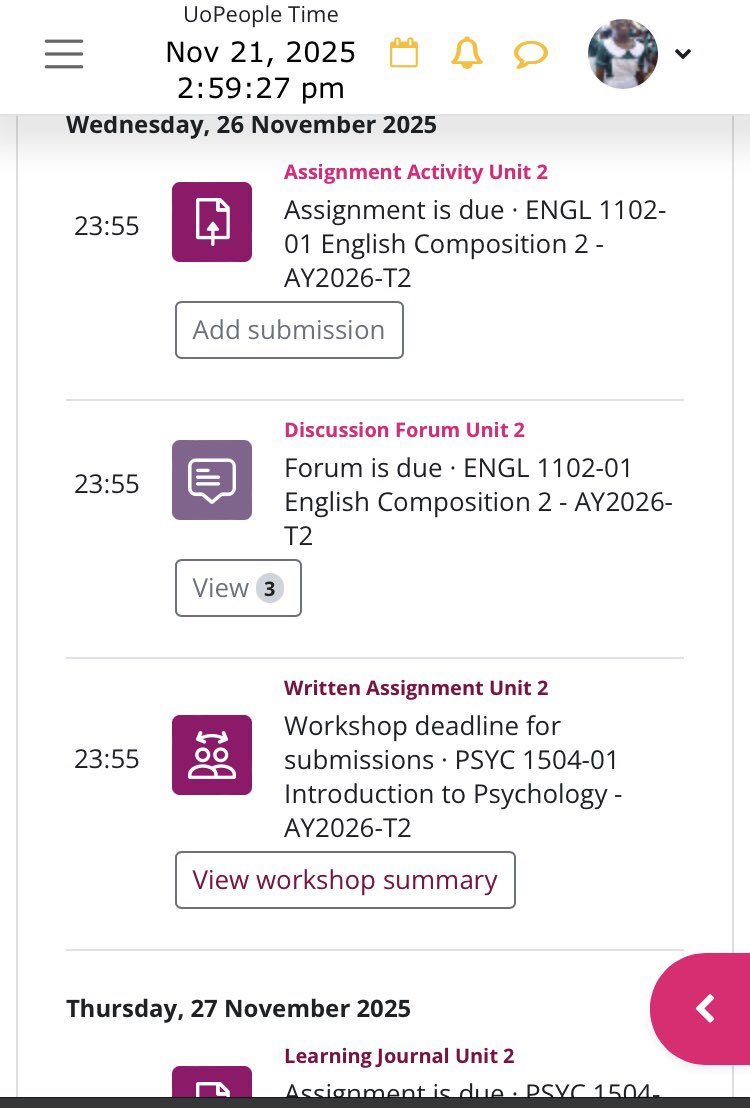 Teea2zy's tweet image. Whoever said online schooling is better and easier than campus schooling lied to us.

Look at the amount of assignments due for me to submit.

I&apos;m literally fighting for my life right now.
#UoPeople #Fullscholarship