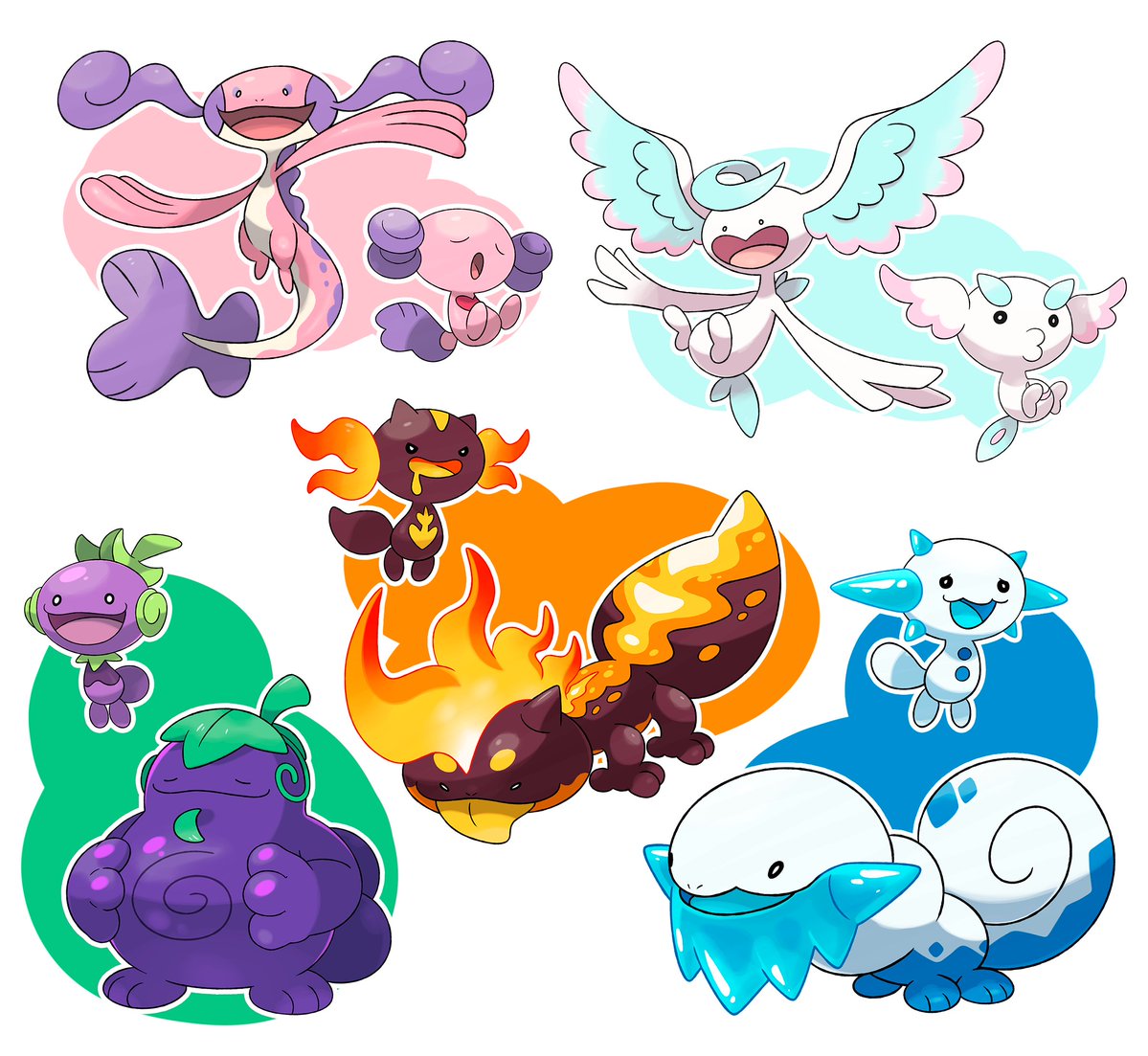 tomats_art's tweet image. Some Wooper variantons that I made ♥