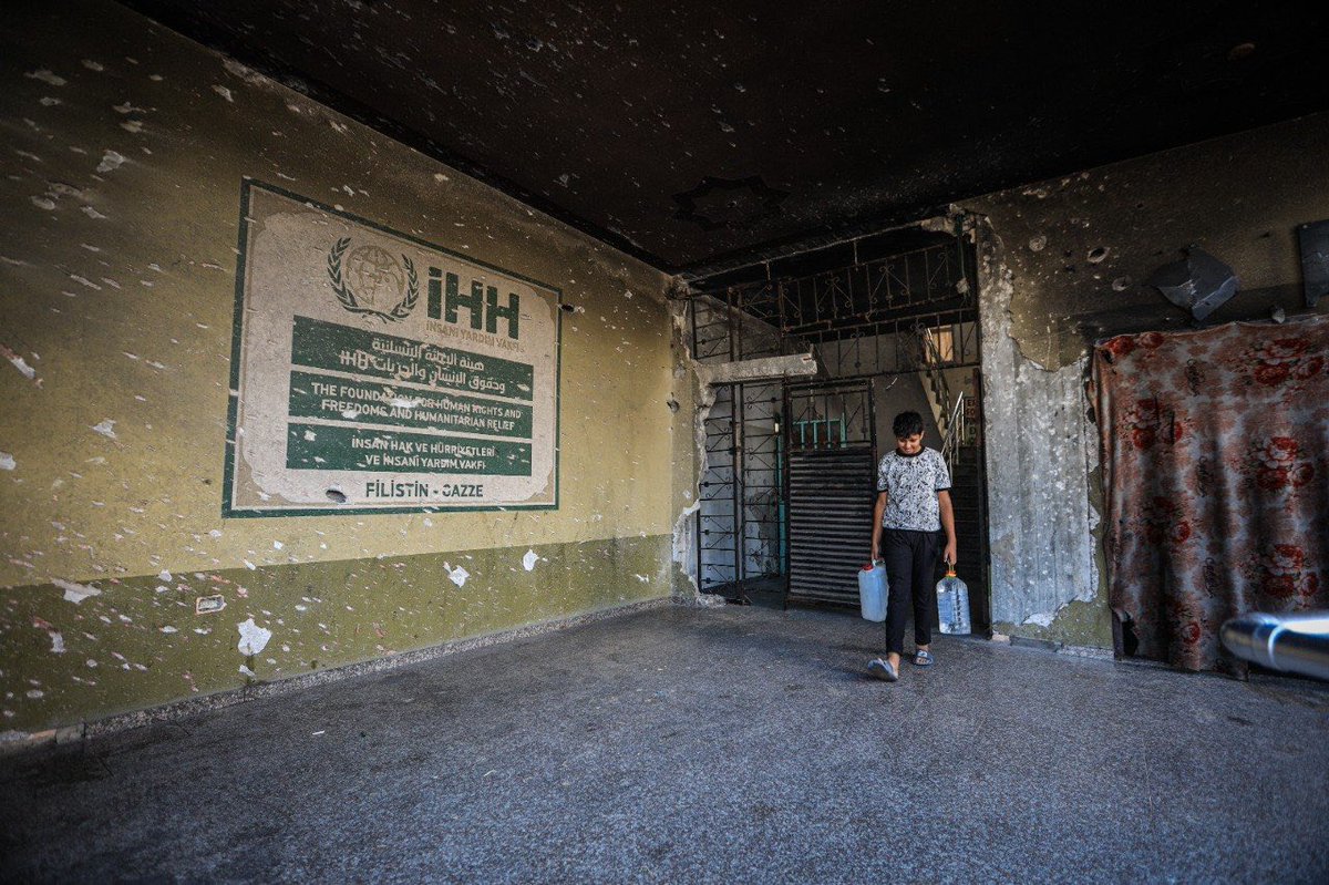 Our IHH office in Gaza, which was bombed by Israel, has become a shelter for families who have been left homeless.