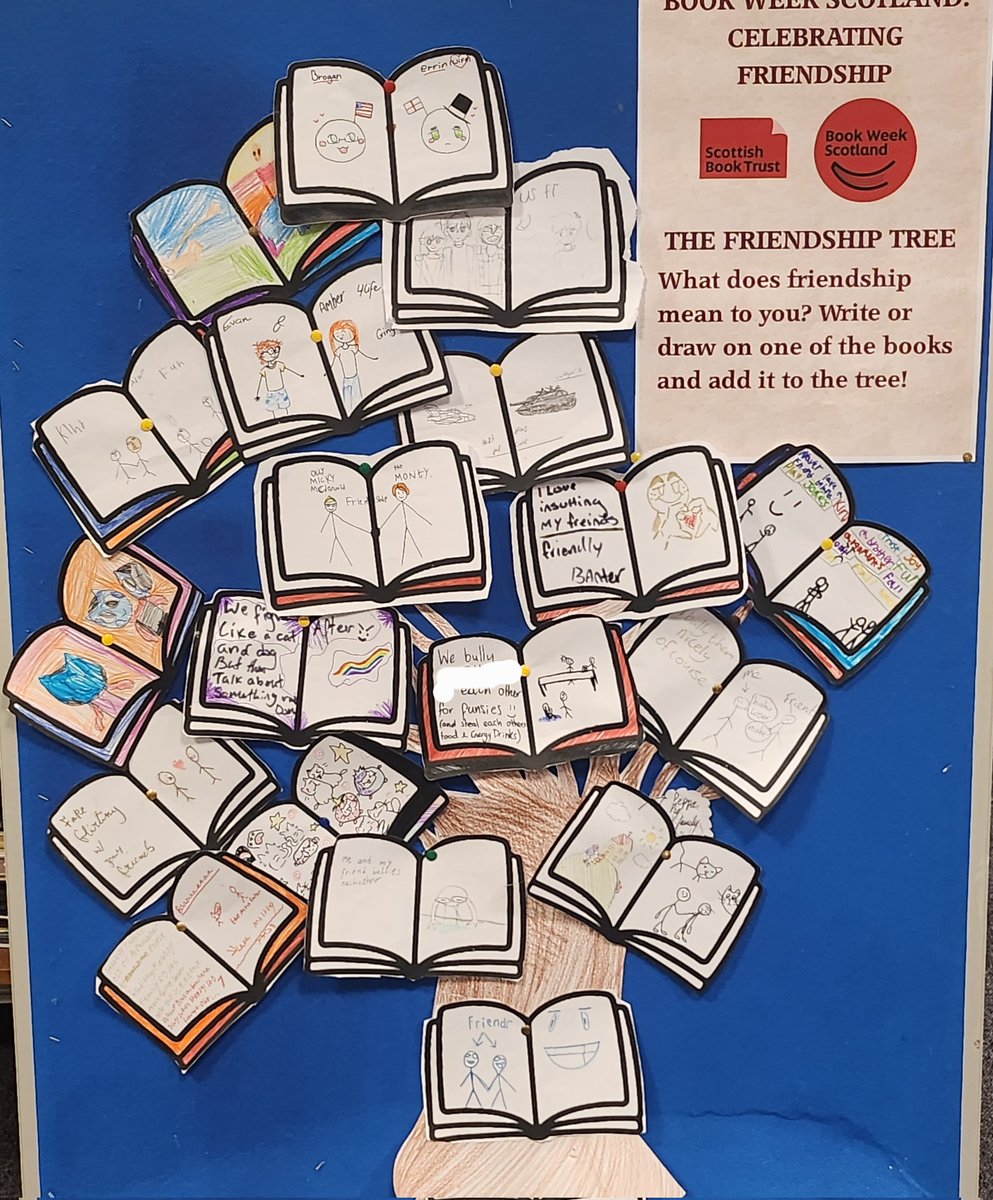 LibLourdes's tweet image. So #BookWeekScotland is officially over, but in the @LourdesSec #SchoolLibrary the activities &amp;amp; competition are not over yet. Pupils across all year groups have added their definitions of friendship to the Library #Friendship tree, with some funny, interesting &amp;amp; adorable ideas.