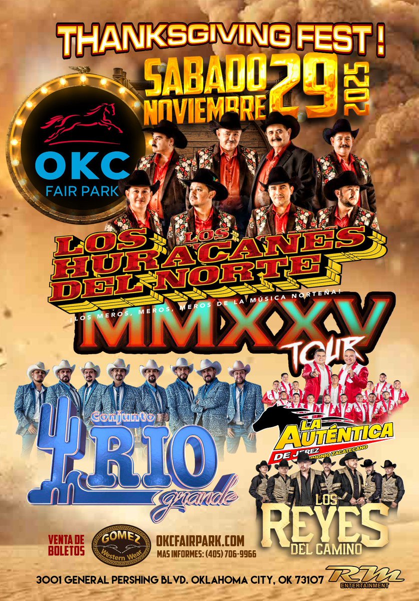 RM Entertainment presents 2025 THANKSGIVING FEST
📆 Saturday, Nov 29 - 8 p.m. to 2 a.m.
📍 Oklahoma Expo Hall
Details 👉 bit.ly/3X3FT77