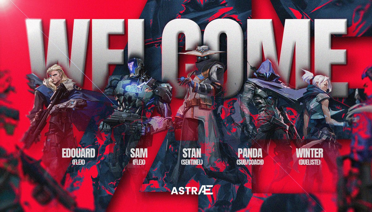 AstraeEsport's tweet photo. 🚨| Annonce

Nous avons le plaisir de vous dévoiler notre roster Valorant🔥
Ils défendront fièrement nos couleurs sur la scène compétitive.

@StaN_vlrr 
@wiinter_vlr 
@edouard38179 
@BALLINCAT43VLR 

Sub-coach : @ThePand76590570 

❤️ Still We Rise

#StillWeRise #esport #VALORANT https://t.co/UmznftjPY8