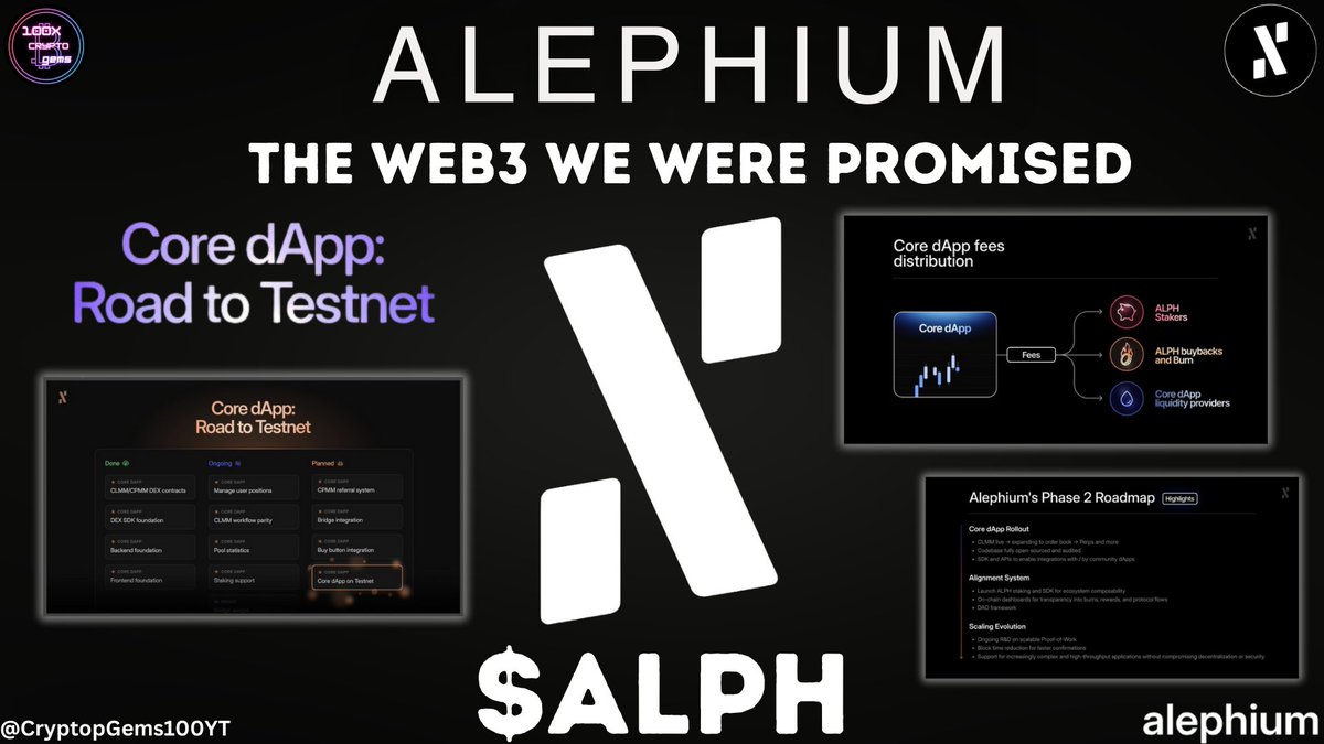 Yo fam, after being locked in for a week+ I'm finally back 🫡

The market is deep red, which makes it even better to see the real builders keep building 💪

$ALPH just opened the road to the Core dApp Testnet.
This is where Phase 2 finally becomes REAL!!

For anyone new: This