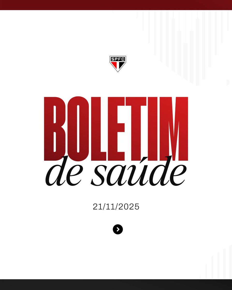 SaoPauloFC's tweet image. Boletim de saúde: 21/11/2025