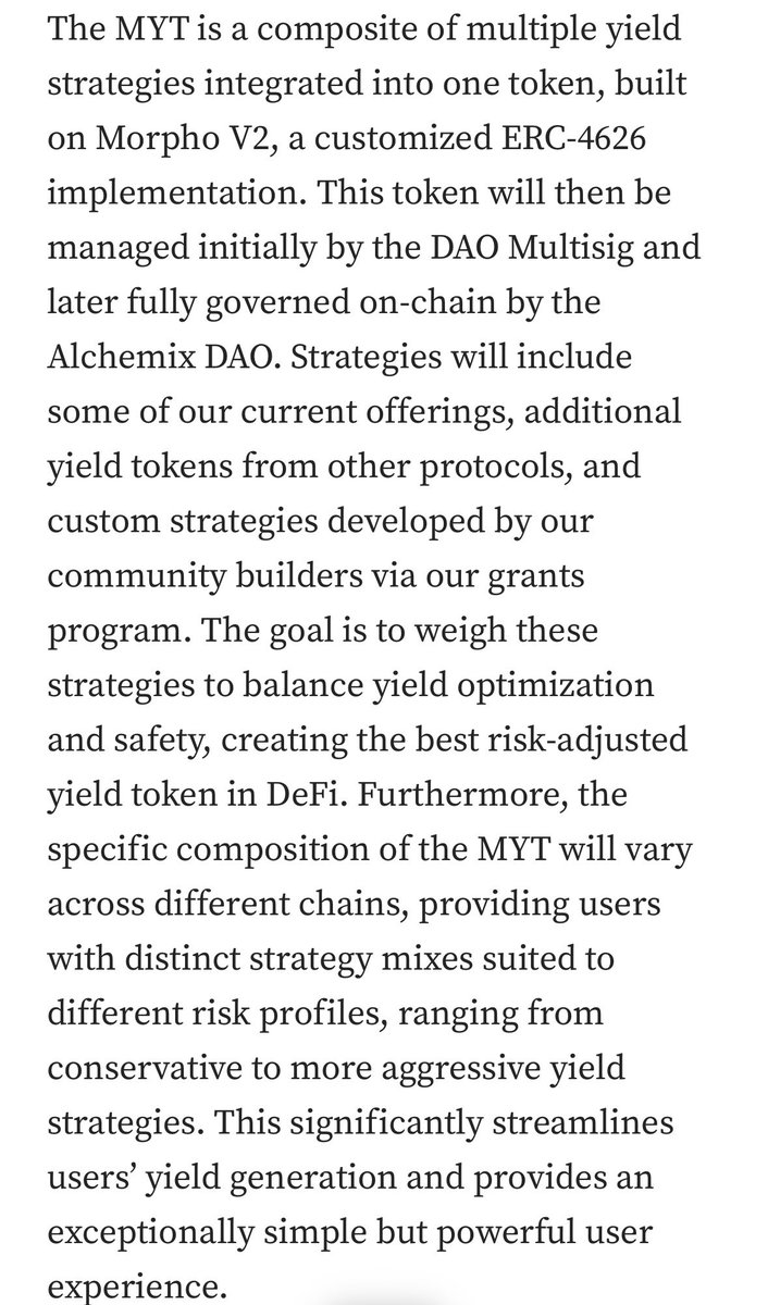 Itisretro's tweet image. Alchemix v3  $ALCX 🔮

• Up to 90% LTV — unlock more value from your assets
• Self-repaying loans — keep exposure, no forced liquidations
• New Meta-Yield Token (MYT) streamlines and boosts yield
• Stronger peg stability with improved redemption mechanics
• A unified…