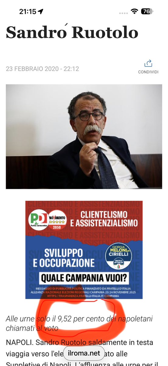 SolariPaolo's tweet image. Ruotolo fa il senatore col 9,52% dei votanti 
Questo ti sembra normale?
NOVEeCINQUANTADUE%
cagatevi in mano e datevi uno schiaffo (forte)