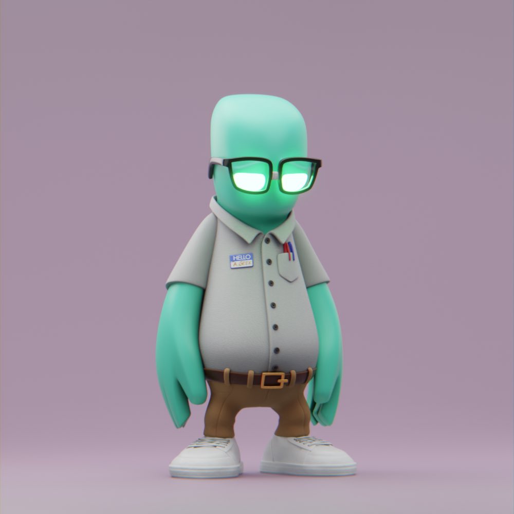 Meet Arnold Geek. Cubicle life suits him perfectly. 

He loves fluorescent lights, TPS reports, Monday mornings, and donuts in the break room. 

He loves complaining about his commute, the printer, and when there are no donuts in the break room.

<a href="/_GeeksOfficial/">Geeks.</a>