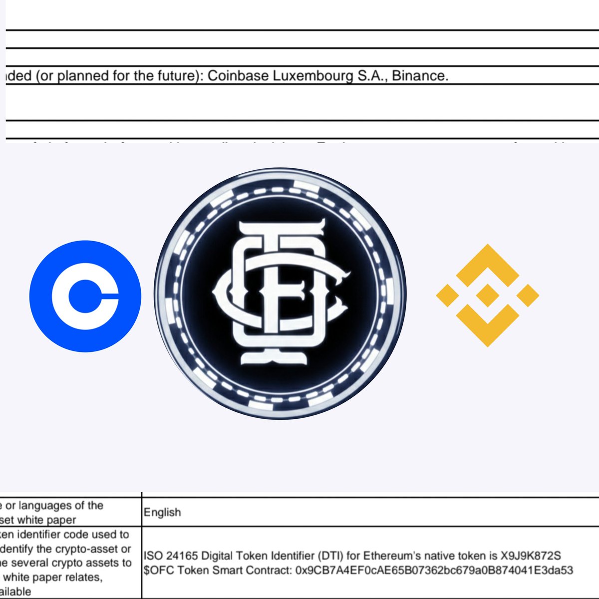🚨 BREAKING: $OFC Update 🚨
Just went through the whitepaper and things are getting serious.
• Official CA ( $OFC token smart contact deployed ) spotted on ETH:  🔗 etherscan.io/token/0x9cb7a4…
• Launching on both ETH and BASE
• Clear hints they're eyeing Coinbase + Binance