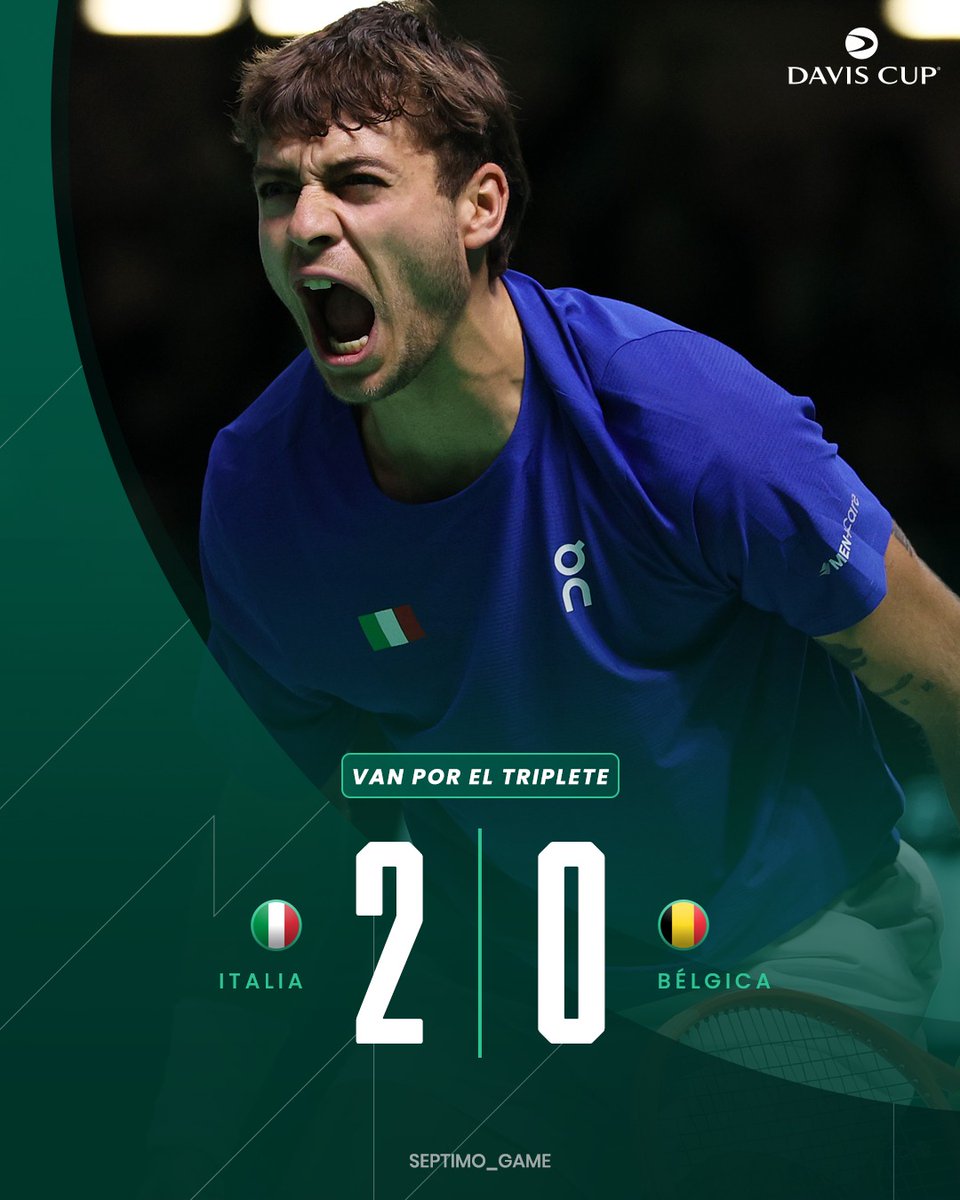 EL PARTIDAZO QUE GANÓ COBOLLI 🤌🏻

Italia se mete en una nueva final y buscará el triplete de la Copa Davis este domingo 🇮🇹

En Bologna, los dirigidos por Filippo Volandri le ganaron 2-0 a Bélgica. ¿Los triunfos? Matteo Berrettini 6-3 6-4 a Raphael Collignon y Flavio Cobolli (que