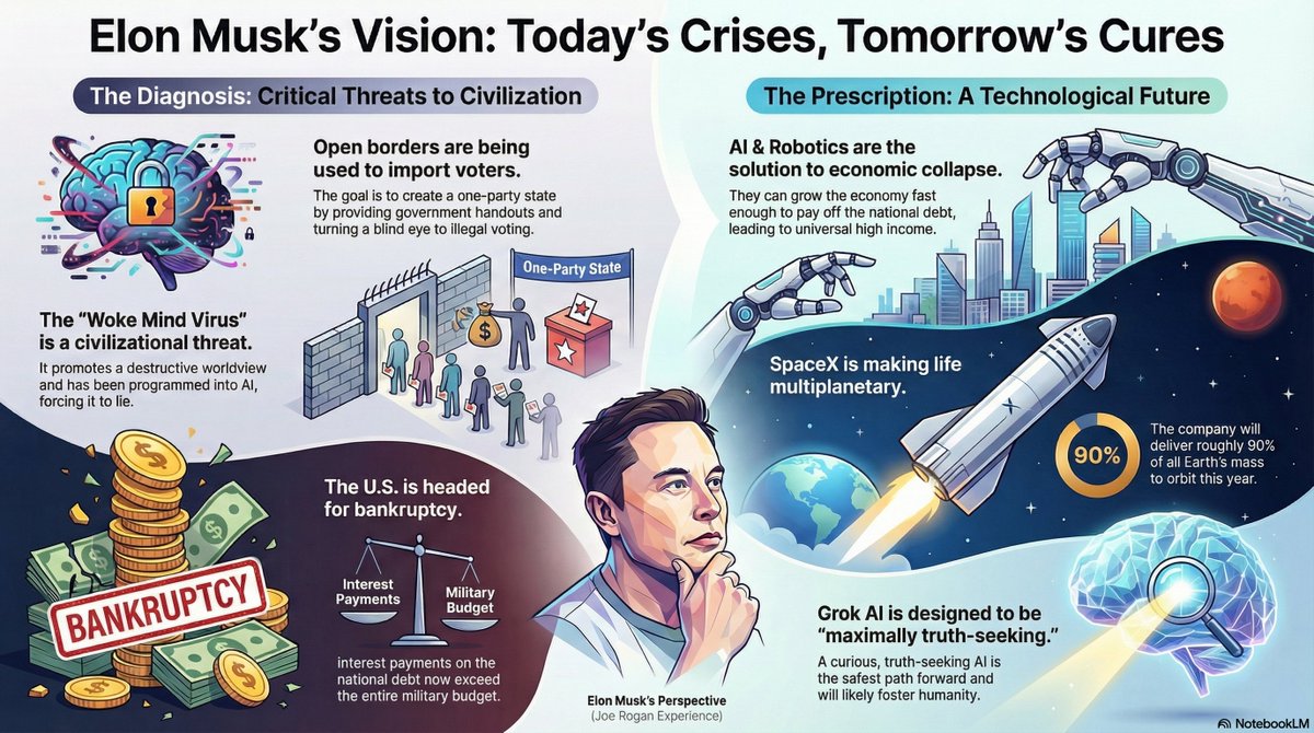 mikegkc's tweet image. Created this infographic from the most recent  @elonmusk  @joeroganhq  podcast.