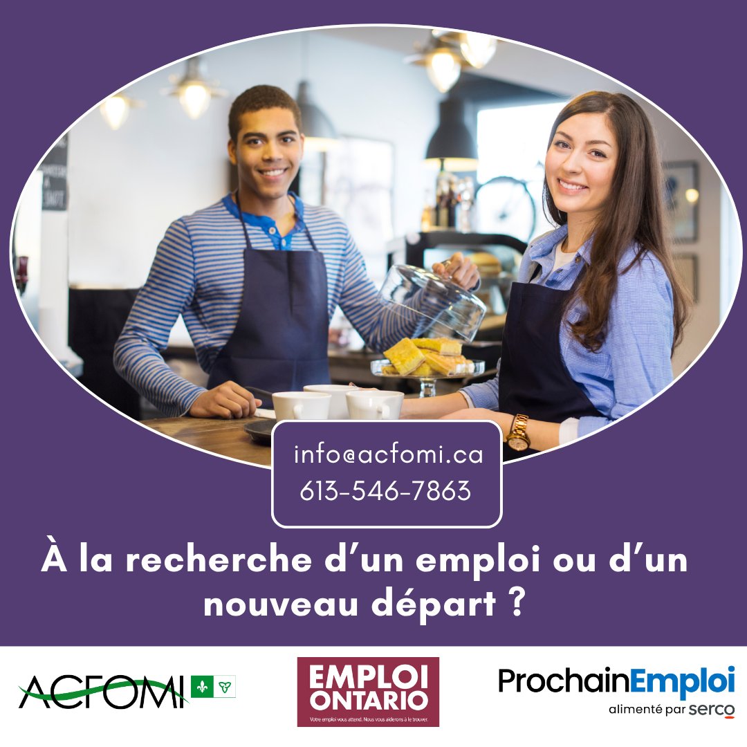 L’ACFOMI vous accompagne à chaque étape de votre recherche d’emploi!

CV, entrevues, stratégies, coaching personnalisé — nos services gratuits sont là pour vous aider à réussir.

Votre prochaine opportunité commence ici!
613-546-7863 | info@acfomi.ca