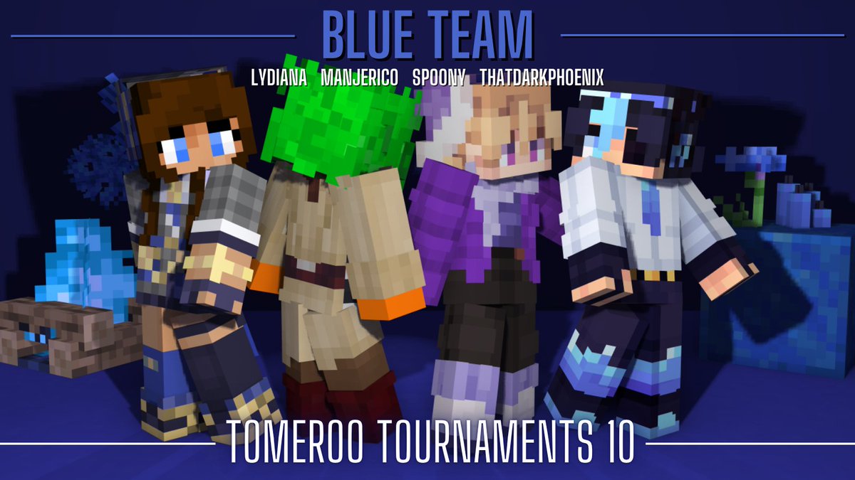 Introducing Blue Team!

<a href="/Th3N1ghtClub/">Lydia | NightClub🏳️‍⚧️🇳🇿</a> <a href="/_Manjerico/">Manjerico 🌳</a> <a href="/SpoonyWhereAreU/">SpoonyTable</a> <a href="/ThatDarkPenix/">Dark/Callum 🌙💜</a> 

Watch them play in Tomeroo Tournaments 10 on Sunday 30th November at 7PM GMT!
