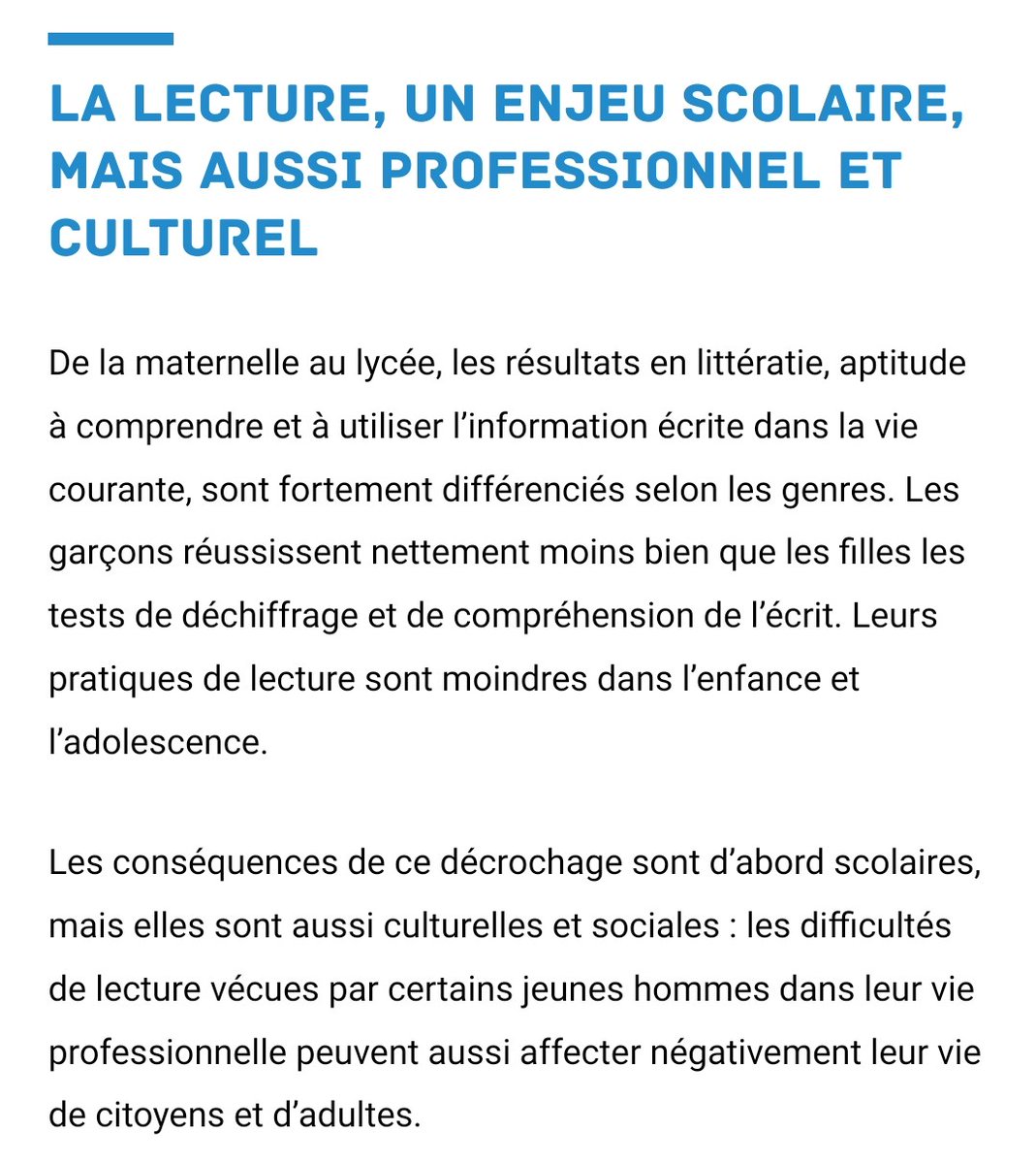 eduscol_lettres's tweet image. 📖 #Lecture | Tous niveaux

🔷 « Pratiques de lecture et maîtrise de la littératie » : ce rapport de l&apos;#IGÉSR met au jour les différences entre filles et garçons dans les pratiques de lecture et la littératie de l&apos;élémentaire au lycée @eduscol_prim

👉 education.gouv.fr/pratiques-de-l…