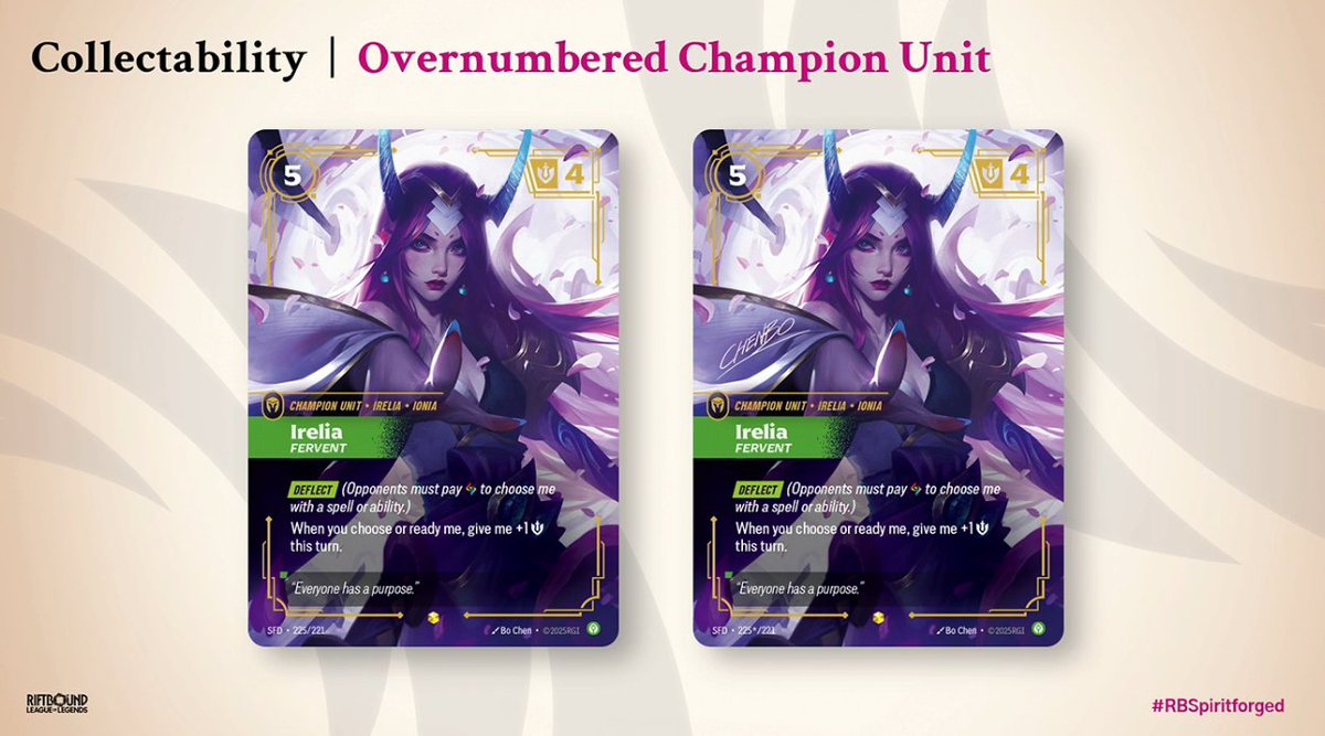 Overnumbered Versions of Irelia's Legend and Irelia's Calm Unit