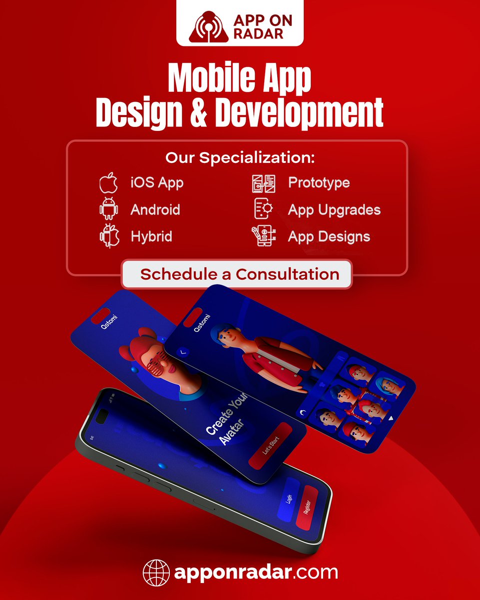 Apponradar's tweet image. From iOS &amp;amp; Android apps to Hybrids, Prototypes, and UI/UX Designs, we craft digital experiences users love.

Let’s build something incredible together.

Schedule a Consultation Today:
apponradar.com

#MobileAppDevelopment #AndroidDevelopment #iOSDevelopment #HybridApps