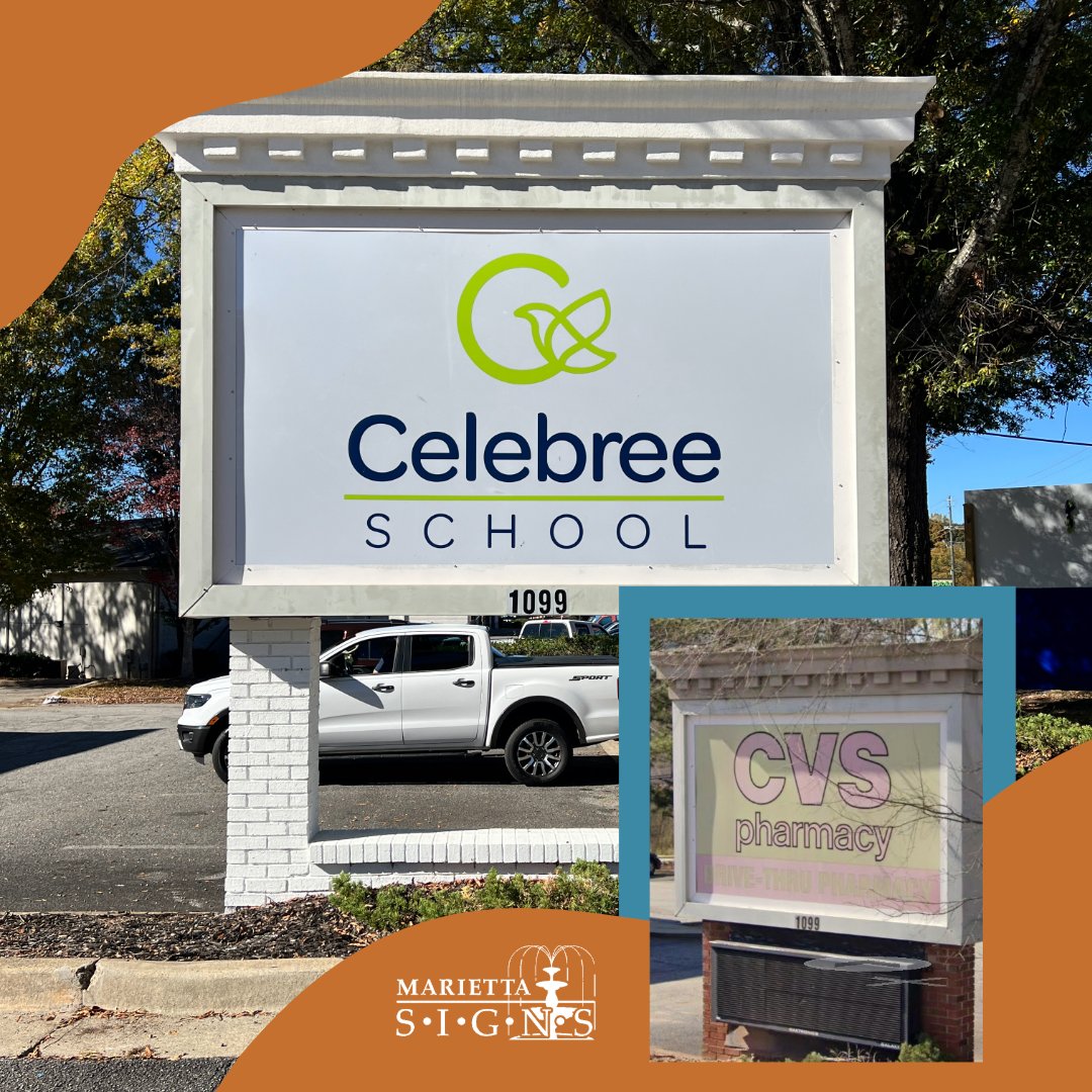 SignsMarietta's tweet image. Complete sign transformation for Celebree School in Marietta, Georgia! Marietta Signs specializes in complete sign transformations. Ready to transform your business signage? Call 770-435-4141 #MonumentSigns #SignTransformation #SignRenovation #LEDLighting #ExteriorSigns