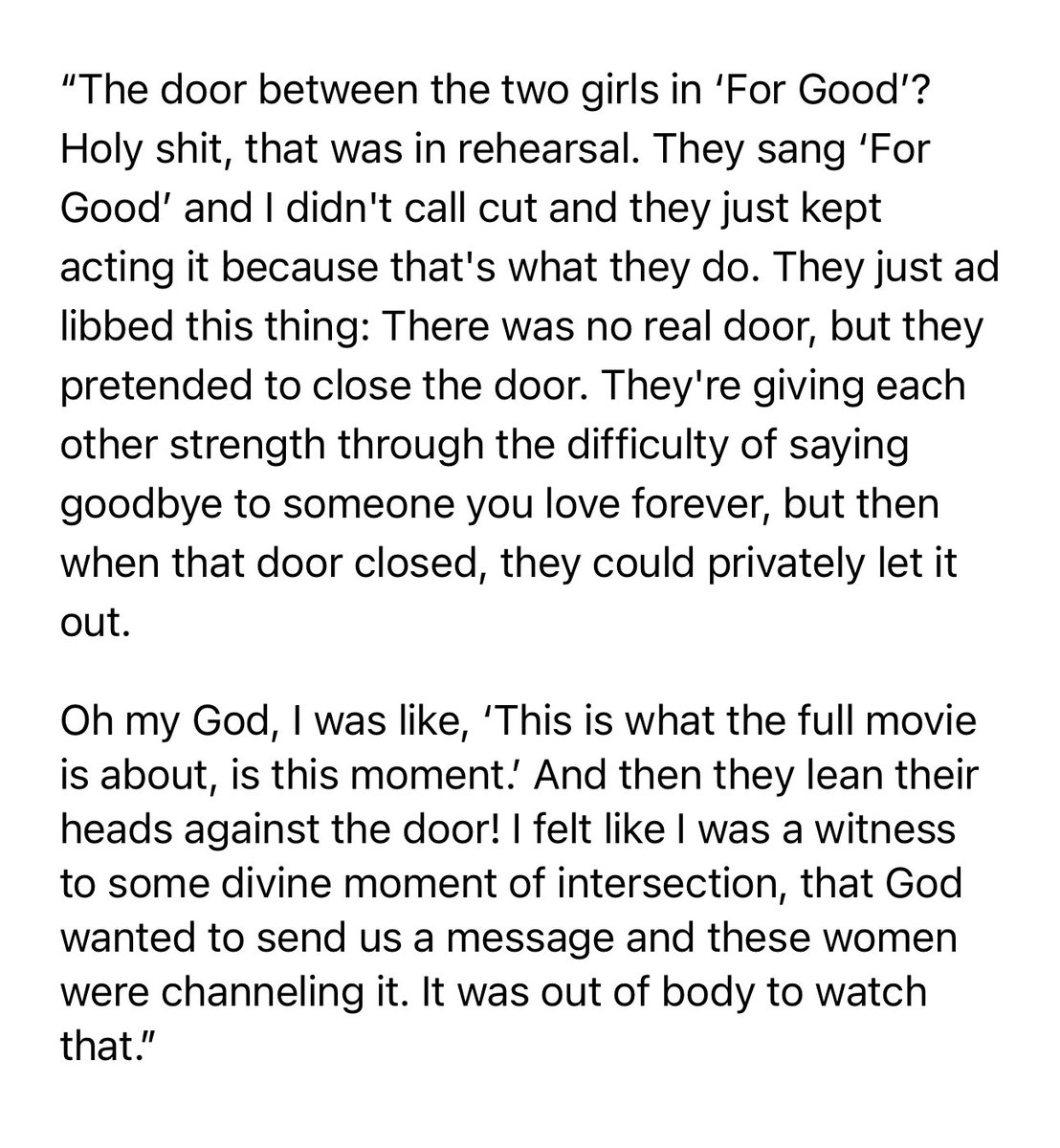 kylebuchanan's tweet image. If you’ve seen WICKED: FOR GOOD, here’s what Jon Chu told me about that climatic door moment, which was improvised in rehearsal: