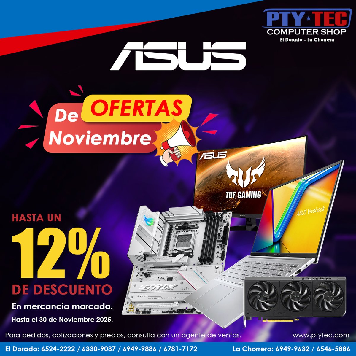 ptytec_computer's tweet image. Eleva tu nivel con ASUS
Equipos y componentes con hasta un 10% OFF en mercancía marcada.
Hasta el 30 de noviembre.

Catálogo: ptytec.com/product/offer?…

#Ptyteccomputershop #ptytec #ASUSPower #ASUSLife #TechDeals #ASUSGaming #ASUSStyle #UpgradeYourTech #OfertasASUS #LevelUp