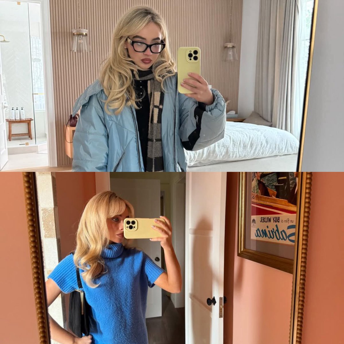 locketheme's tweet image. sabrina carpenter’s mirror selfies are so pretty