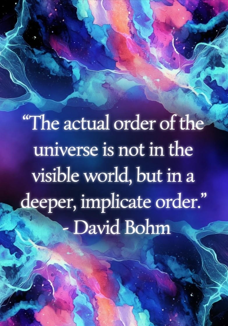 CallsToMind's tweet image. The actual order of the universe is not in the visible world, but in a deeper, implicate order.
- David Bohm

#DavidBohm #implicateorder #wholeness #quantumphysics #quantummechanics #physics
#philosophyofphysics #philosophy #consciousness #nonlocality #nonlocal