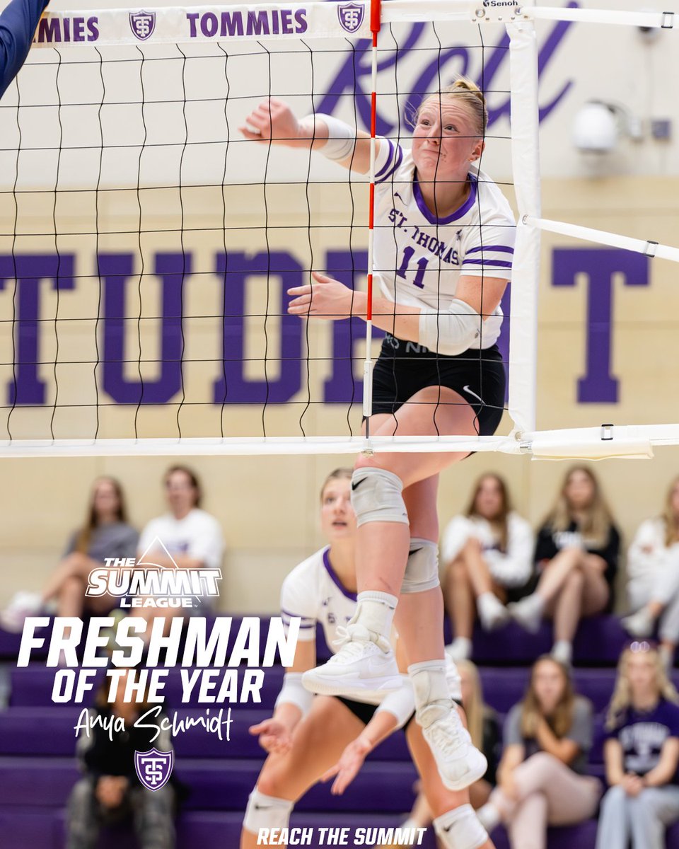 TheSummitLeague's tweet image. 𝟐𝟎𝟐𝟓 #𝐒𝐮𝐦𝐦𝐢𝐭𝐕𝐁 𝐅𝐫𝐞𝐬𝐡𝐦𝐚𝐧 𝐨𝐟 𝐭𝐡𝐞 𝐘𝐞𝐚𝐫

Anya Schmidt, @Tommievball 
 
📰» tinyurl.com/64ms38xf

#ReachTheSummit